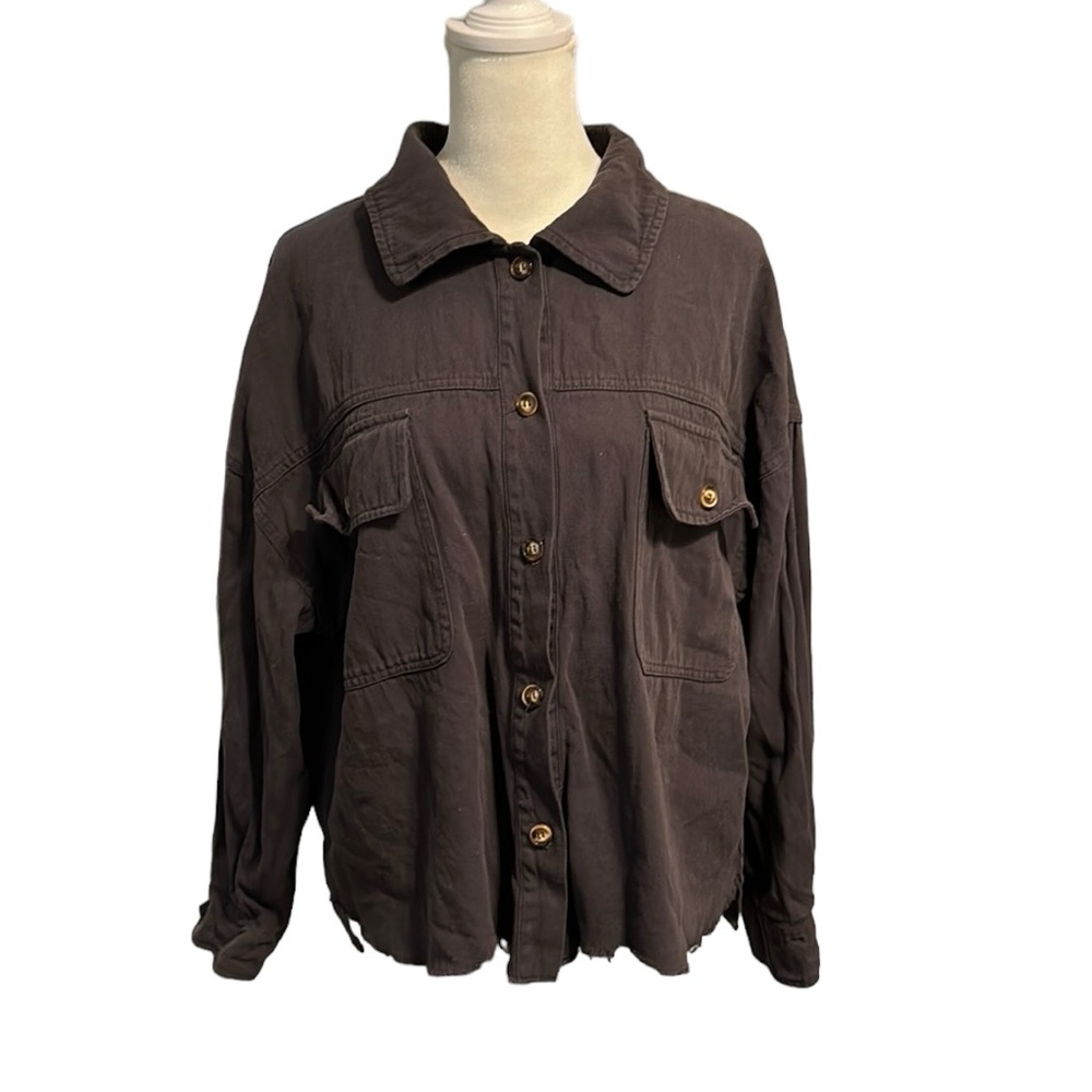 JODIFL charcoal gray shacket